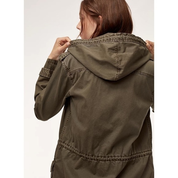 ARITZIA Talula Green Button Up Hooded Utility Jacket - Picture 3 of 10